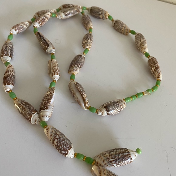 COPY - Olive Sea Shell Necklace with Green and Gold Beads - Picture 12 of 15